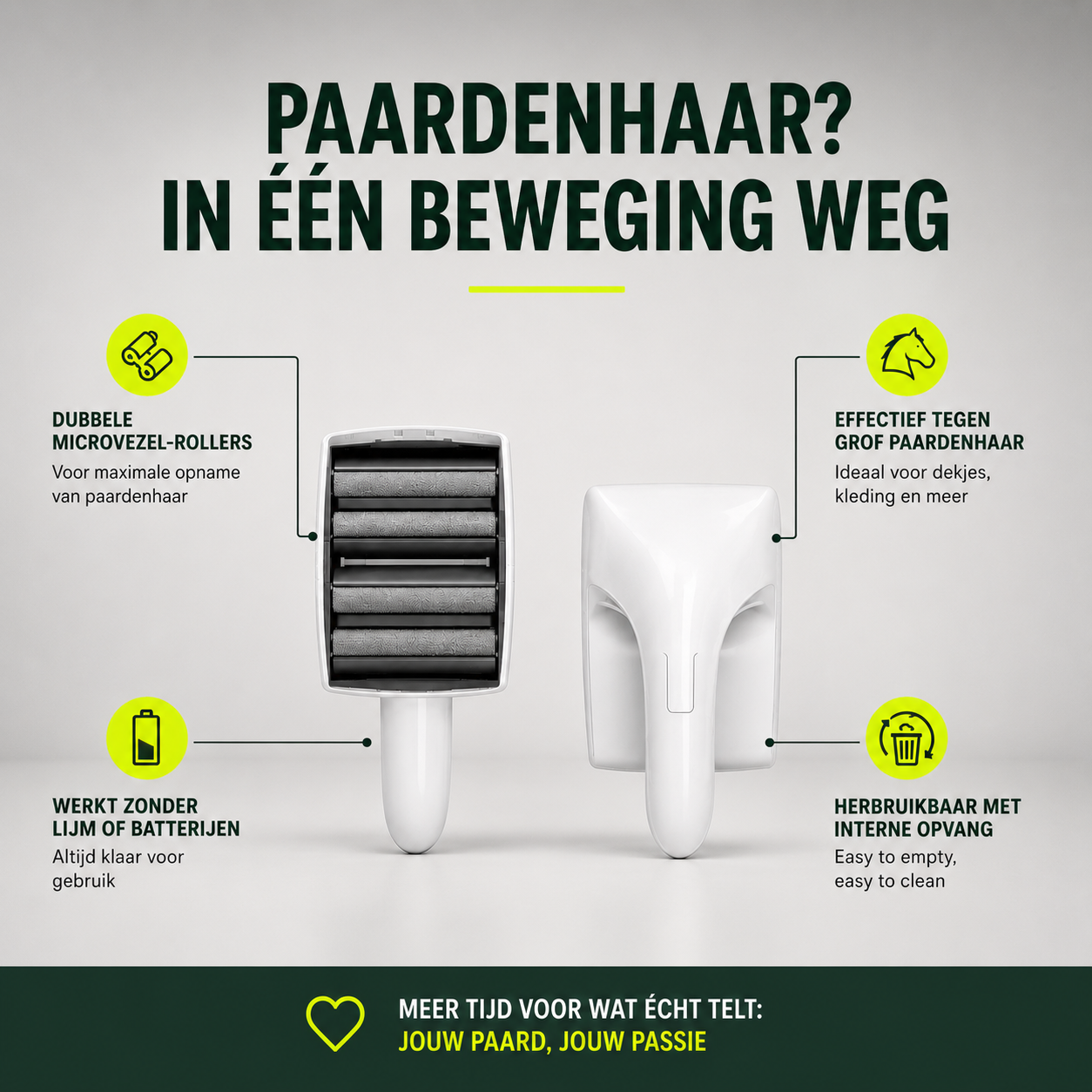 Equamity HorseHair Clean Roller dubbel rollersysteem met opvangreservoir